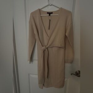 Banana Republic Long Sleeve Wrap Dress in Cream Color